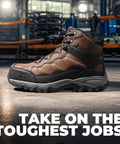 Waterproof Steel Toe Boots For Men Paladin Steel Slip Resistant Safety Work Boots Built Tough With ASTM F2413 18 Toe Protection And Waterproof Suede Upper Brown Size 12