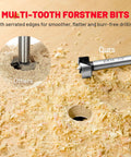 Pro Level 14 Piece Forstner Drill Bit Set Featuring Hella Sharp Carbide Tips And Rock Solid Alloy Steel Build for multi-tooth drilling.