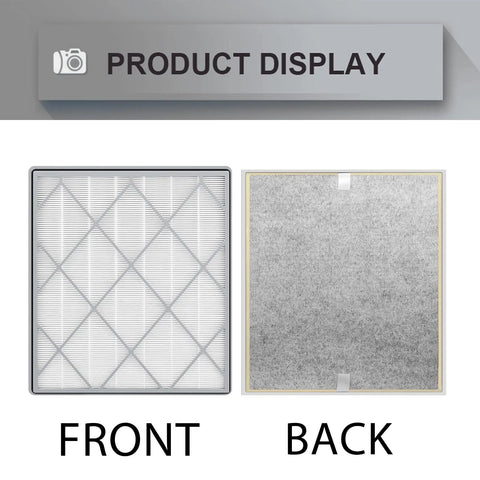 Front and back view of HEPA Filter Replacement For Four Fan Air Purifier Series Compatible With HE400 HE401 HE402 HE405
