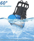 Half HP Submersible Sump Pump With Float Switch 2535 GPH Water Pump in water showcasing 360° bottom absorption feature.