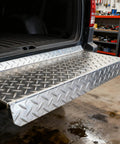 12 By 8 Inch Aluminum Diamond Plate Tread Flat Sheet For Cargo Trailers And Trucks, DIY Friendly Garage And Workshop Use, Heavy Duty Aluminum Sheet Metal For Commercial Or Residential Projects, Silver, 2 Pack installed on truck tailgate