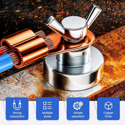 Heavy Duty 6pc Magnetic Welding Ground Clamps With Strong Copper Tail Connectors For Tough Jobs And Cutting Projects The Ultimate Upgrade Toolkits You Need Right Now, close-up of copper connectors and magnet grip.