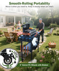 Griddle Stand For Blackstone 17 And 22 Inch Griddles With Wheels Portable Outdoor Grill Table in backyard setup