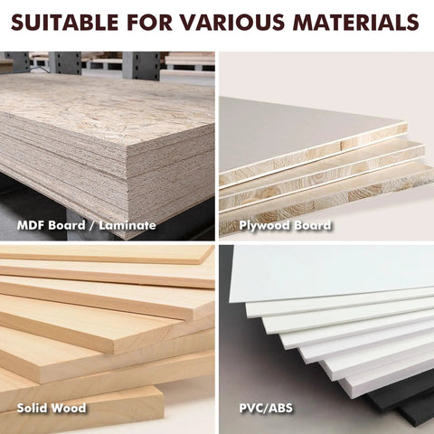 Edge Banding Trimmer Upgrade Mini Cutter for MDF, plywood, solid wood, and PVC/ABS boards in woodworking projects.