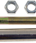 Clutch adjuster rod with eye-end ring side view showing threaded shaft, two nuts, cylindrical sleeve