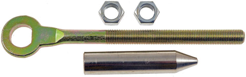 Clutch adjuster rod with eye-end ring side view showing threaded shaft, two nuts, cylindrical sleeve
