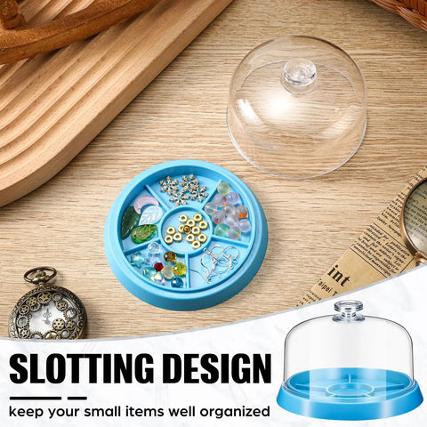 Two Pack Watch Movement Dust Covers With Five Slot Tray Storage Box For Organizing Small Parts Screws Fittings And Components In Watchmaking Handy Anti Dust Organizer For Spare Parts DIY Friendly