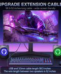 Compact USB Powered PC Speakers with 3.5mm AUX and Dual 3W Drivers, showcasing RGB lighting next to a gaming monitor