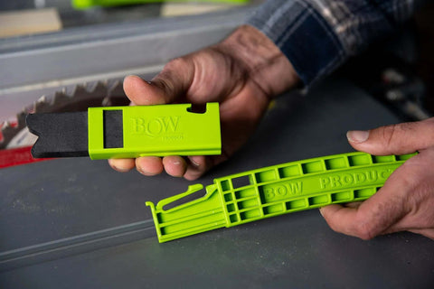 BOW PushPRO PP1 push stick with EVA-tipped push block for table saw in lime green