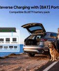 Heavy Duty Dual Input Dc To Dc Alternator And Solar Charger For Portable Power Stations 1200W in use with BLUETTI battery pack.