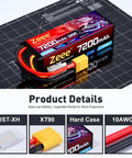3S 7200mAh LiPo Battery 11.1V 120C Hard Case With XT90 Connector For One Eighth And One Tenth Scale RC Cars Trucks Buggies