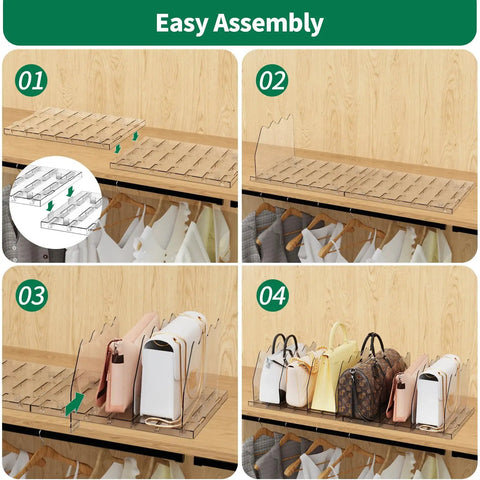 Adjustable Clear Acrylic Shelf Dividers For Closet, Game Changing Purse Organizers And Handbag Separators, Smart Bookshelf Spacers That Cut Down Clutter And Save Serious Space In Bedroom Or Office