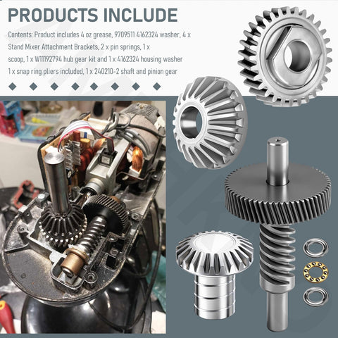 Worm Gear Kit For 5Qt And 6Qt Stand Mixers Replacing 9706529 9709511 9703337 9709231 Includes 4 Oz Food Grade Grease parts diagram