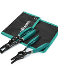 LIBRATON two-piece hose clamp pliers set with teal-handled swivel pliers and black storage pouch with teal trim