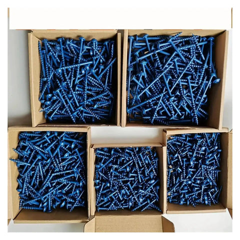 Boxes of Blue Pocket Hole Screws Set 150 Pieces for Woodworking Carbon Steel Square Head Self-Tapping 8x2 Wood Screws