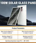 100W 12V Monocrystalline Solar Panel With 9 Busbars And A Plus Large Cell Rugged Glass Module IP65 Weather Resistant product front and back view