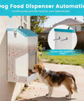 No Sweat Automatic Dog Feeder For Large Breeds With Galvanized Dry Food Dispenser and Clear Gravity Door blocks critters, dog feeding by dispenser.