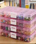 Stackable Storage Box Set For Home Office And Workshop Grab And Go 15 Grid Desktop Organizer with see-through compartments on desk.