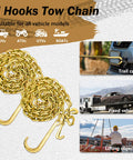 Two Pack Grade 80 Tow Chain With J Hooks And RTJ Grab Hooks Five Sixteenth Inch By Six Foot Recovery Chain 18800 Lbs Tow Truck Bridle Chain Wrecker Towing Equipment