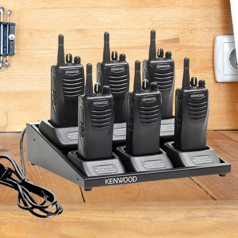 Six Station All In One Charger Tray For KSC 35SK Radios, 6 Slot Dock, 120VAC Power Cord Included, Space Saving Rapid Charging Station