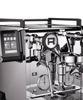 Heavy Duty Dual Boiler Espresso Machine Featuring Programmable Pre And Post Infusion with PID screen and polished chrome finish.
