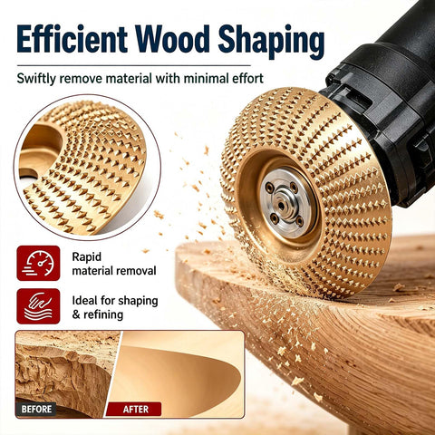 DIY Friendly Wood Carving And Sanding Kit With Tungsten Carbide Discs efficiently shaping wood with angle grinder