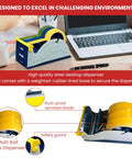 Blue Grey Premium Multi Roll Steel Desk Top Tape Dispenser Holds Three One Inch Tapes Or A Single Three Inch Wide Roll