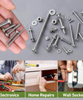 Assorted 10-32 pan head machine screws, nuts, and washers for cabinets, metalworking, and DIY projects, 50 sets of 304 stainless steel