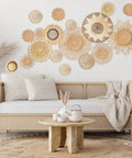 Boho Basket Round Wall Decals Set Of 18 Peel And Stick Removable Wall Stickers For Bedroom And Office Modern Rustic Decor Vibe Colorful Art