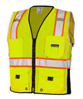 Rock Solid Heavy Duty Reflective Safety Vest Designed For Road Crews And Night Shift Workers Featuring Kickass Ansi Class Two Visibility with six pockets