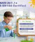 Rad 6 Pack Kids Safety Glasses Youth Protective Eyewear ANSI Z87 Certified Scratch Proof Lenses UV400 Shield Lightweight Rigs For School Tasks DIY Builds Backyard Hangouts With Cool Multicolor Styles To Protect Your Crew During Every Single Activity. Boy wearing safety glasses pouring green liquid in lab.