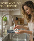 Woman rinsing 8X Anti Splash No Spill Dog Water Bowl Replacement Filters That Fit URPOWER LumoLeaf ELS Pet and More in kitchen sink.