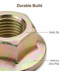 Top Shelf Drop In Lawn Mower Spindle Blade Nut Hex Flange Fastener with 5/8-18 Thread, solid steel, anti-rust zinc-plated.