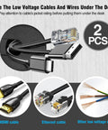2 Inch Desk Grommet Set Black Plastic Cable Hole Covers For Office Desks And Tables with cables going through