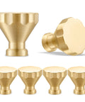 Heavyweight Solid Brass Brushed Gold Cabinet Knobs 0.94 Inch Diameter 24mm 8 Pack Contemporary Euro Style Drawer Knobs