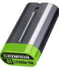 Genesis 8V Variable Speed Rotary Tool Kit lithium-ion battery pack with green and silver design.