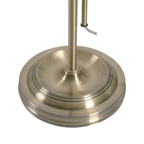 Base of Antique Brass Floor Lamp With Adjustable Height And Swivel Head, Classic Mid Century Modern Vibe, 50 Inch Tall, Narrow Base Lighting