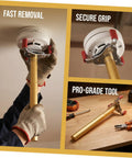 Dead Simple Fire Alarm Removal Tool With Long Extendable Pole For Quick Ceiling Smoke Sensor Detachment and Reliable Ladderless Home Safety Maintenance in use with secure grip.