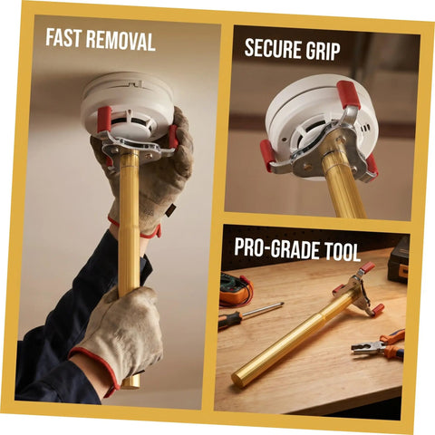 Smoke Sensor Removal Tool With Claw Head Attachment For Ceilings Hassle Free Fire Detector Extraction Safe For Delicate Alarms in use with secure grip
