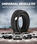 6AN PTFE Nylon Braided Fuel Line Kit for EFI LS swaps and turbo builds, coiled against a mountainous background with various vehicles shown.