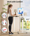 Electric Standing Desk With Adjustable Height And Memory Presets Heavy Duty Steel Base Rolling Casters For Office Gaming Home Setup 48X24 Inches White, user adjusts height for ergonomic comfort