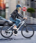 Kick Back And Roll Easy 26 Inch Electric Bike For Adults With 500W Brushless Motor and 48V Removable Battery in motion on city streets.