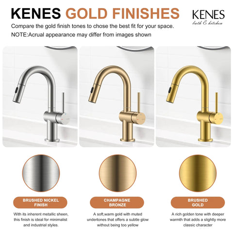 Champagne Bronze Single Handle Bathroom Faucet One Hole Vanity Sink With Lead Free Certified Design And Slick Aerated Flow For Zero Fuss Daily Routines And Top Shelf Modern Home Updates - Comparison of finishes shown.