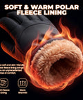 Close-up of Winter Waterproof Ski Gloves For Men And Women showing soft fleece lining with flames symbolizing warmth.