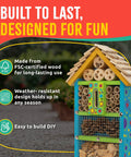 Sweet Bug Hotel Kit for Kids Easy Cedar Wood Insect House with FSC-certified weather-resistant design.