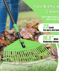Heavy Duty Nylon Leaf Rake With 17 Inch Wide Head And 45 Inch Handle For Quick Lawn Cleanup, Lightweight Yard Rake in use