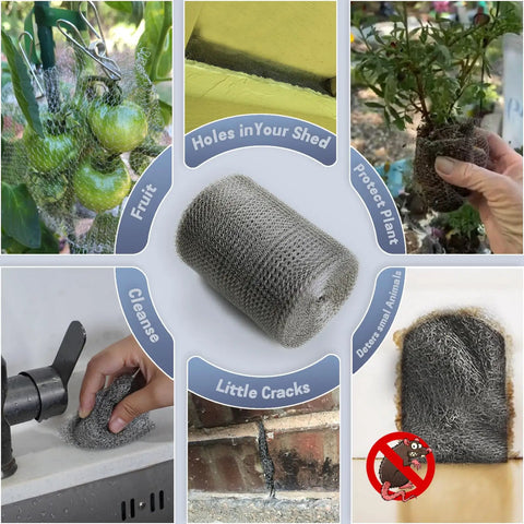 12 Inch By 50 Foot Stainless Steel Wire Mesh Roll For Rodents Mice 304 Stainless Rust Resistant Flexible Knitted Double Layer Mesh For Pest Prevention Heavy Duty Durable Easy To Cut And Install, mesh roll for fruit, cracks, pipes, and plant protection
