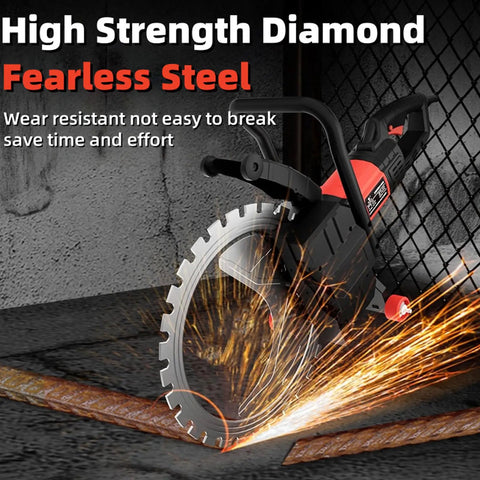 16 Inch Electric Concrete Saw With 9800W High Power Motor And Water Fed Dust Suppression For Deep Stone Brick Rebar Cutting with diamond blade.