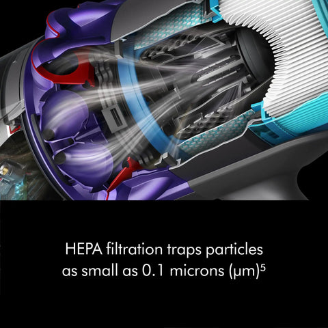 HEPA filtration detail on Gen5Detect Cordless Vacuum With 280AW Suction, Three Power Modes, Up To 70 Minutes Runtime, Illumination
