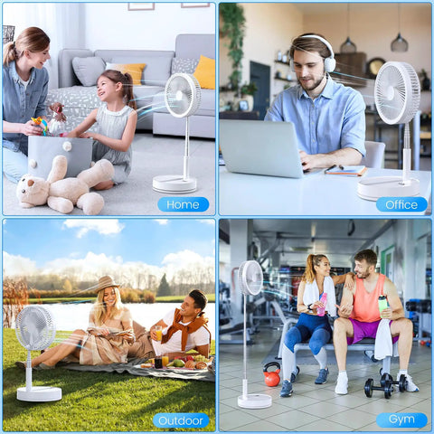 Foldable Portable Oscillating Fan With 8000mAh USB C Battery Quiet Remote Desk Fan 8.6 Inch Beating The Heat On The Go Rechargeable Table Standing